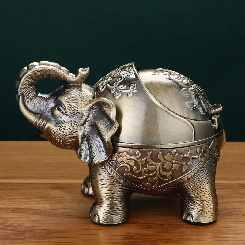 

Пепельница в виде слона — элегантная металлическая пепельница с крышкой, ветрозащитный и стильный декор для дома/офиса