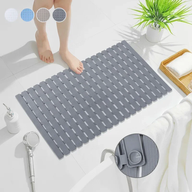 1pc Bathtub Mat Non Slip, Shower Mat for Inside Shower, Suction Cups Design and Drain Holes, 27.5 X 15.7 Inch / 40x70cm Safe Mat