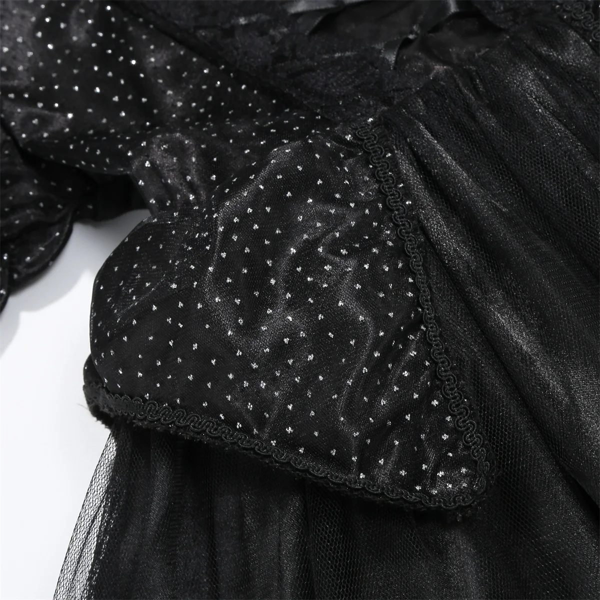 Maleficent-Kostümset für Kinder, Mädchen-Böse-Königin-Outfit, Deluxe Schwarzes Tüllkleid mit Accessoires für Karnevalsparty und Rollenspiel – Detail 13