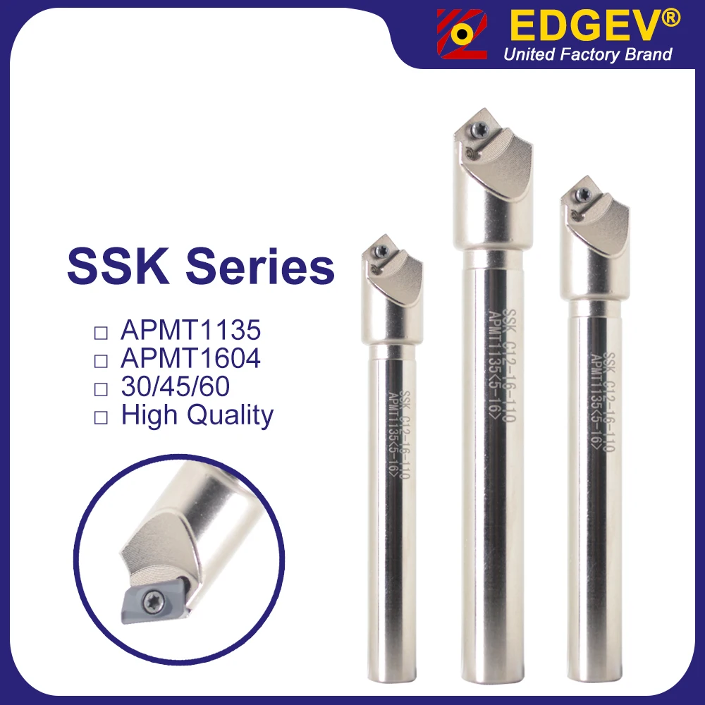 

SSK cnc lathe chamfering tool 30 45 60 degree metal chamfer milling cutter for steel APMT1135 APMT1604 inserts chamfer holder