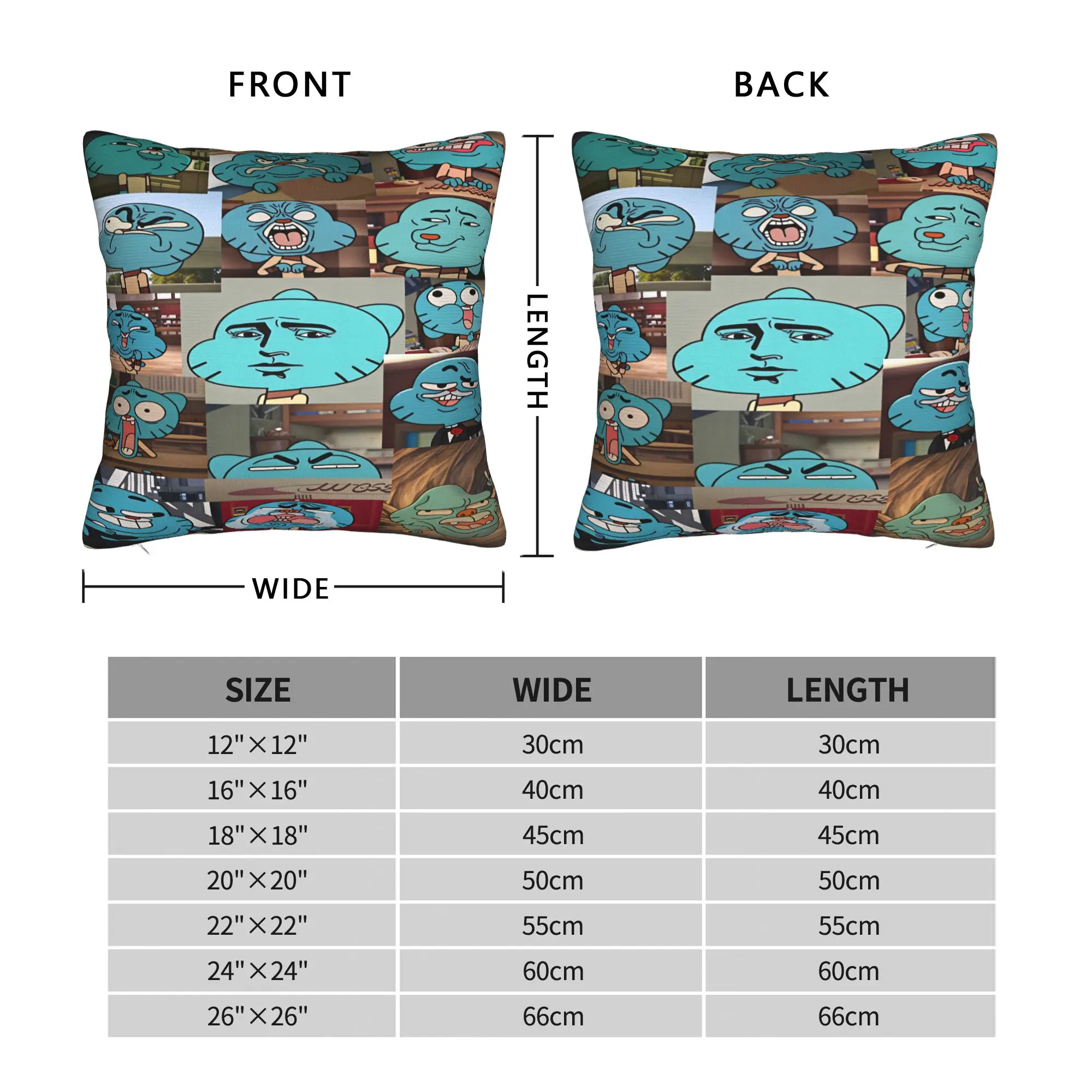 Gumball Gum Ball Watterson Amazing Cartoon  Pillow Case  Print Pillow Cover Novelty Cushion Cover For Sofa Bedroom Home Decor