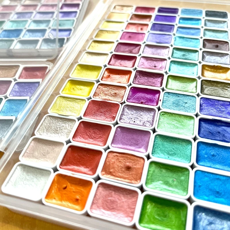 20/42/60 グリッター水彩ペイント固形水彩セット子供初心者絵画用