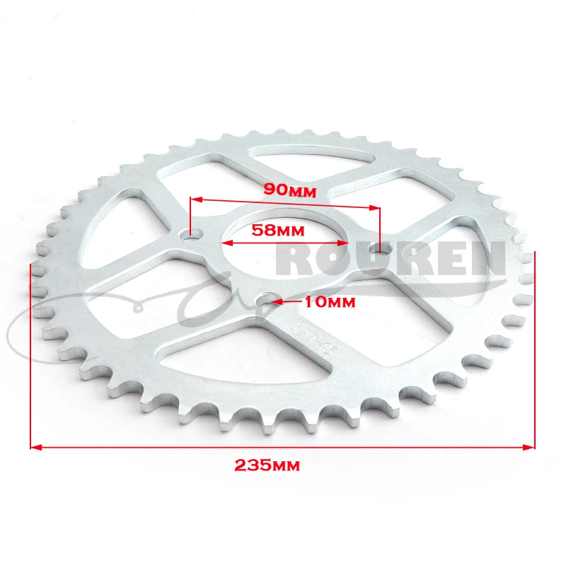428 520 Chain 37 41 43 45T Teeth 58mm Rear Sprocket for 50cc 70cc 110cc 125cc Dirt Pit Bike  37T 41T ATV Go Kart Accessories - view 3