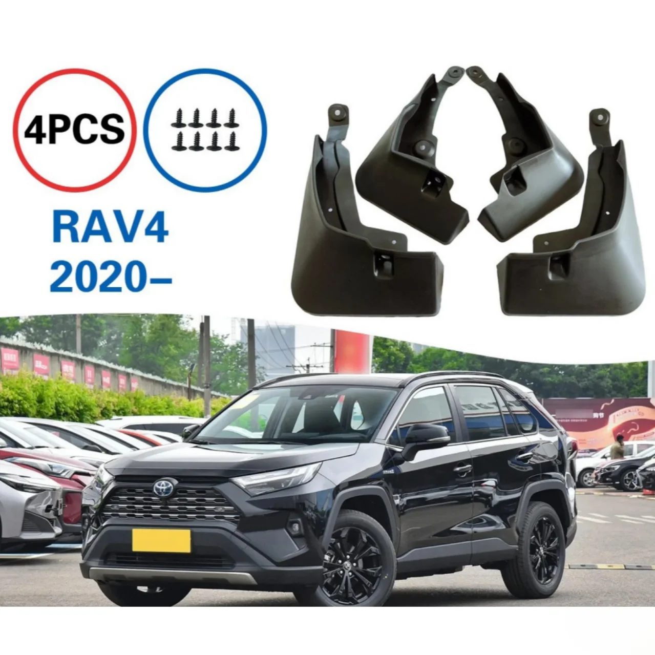 

Автомобильные передние и задние крылья, брызговики для Toyota RAV4 XA50 2019 ~ 2024 PP, черные брызговики, защита от краски для выпечки