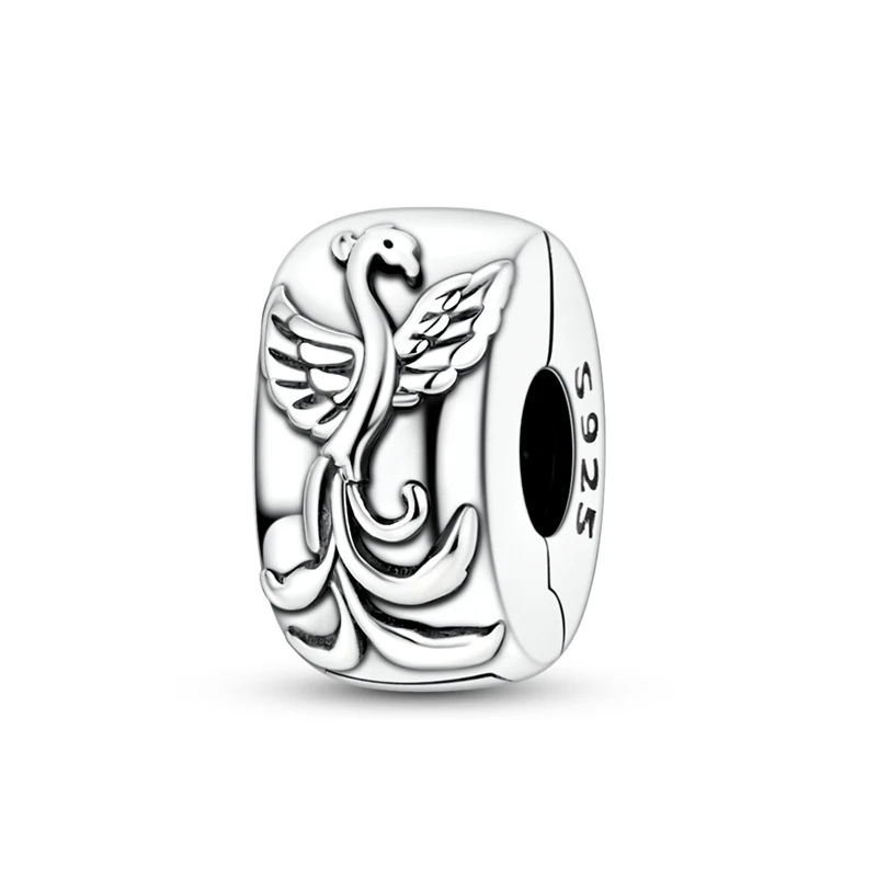 925 Sterling Silver Pink Charms Bead CZ Zircon Phoenix Fixed Clip Dangle Fit Original Bracelet DIY Women Jewelry Gift
