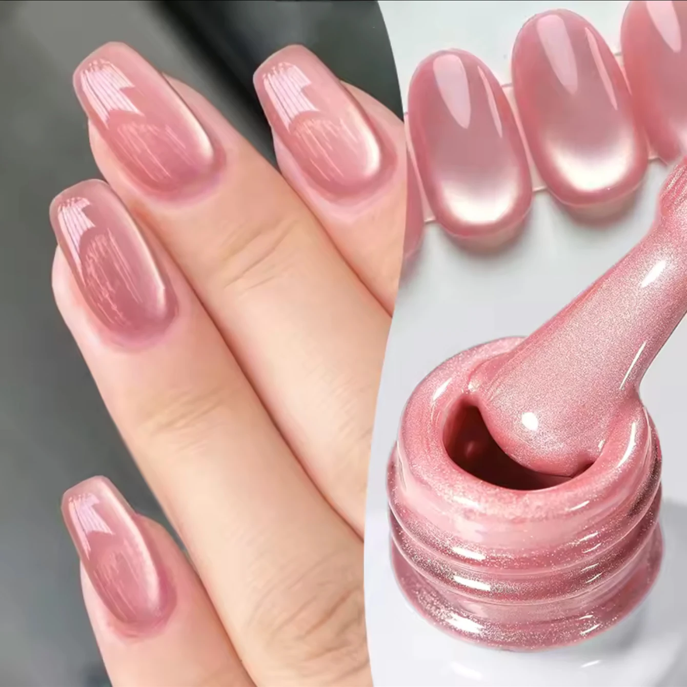 10 ml rosa Glasperle Katze magnetischer Gel-Nagellack Frühling Moonlight Jelly Crystal Semi Permanent Soak Off Maniküre