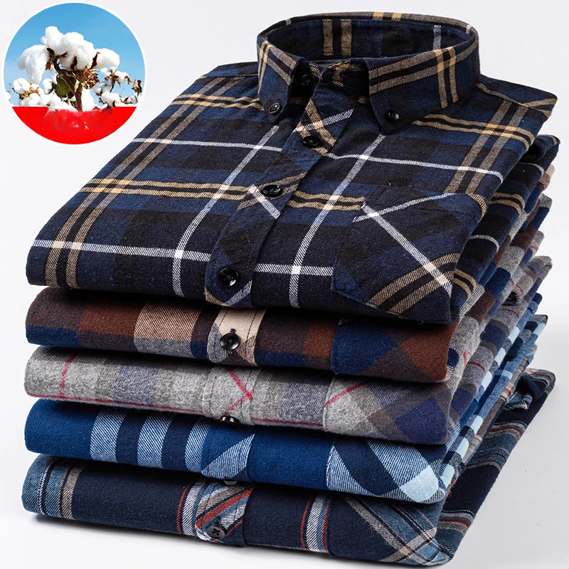 100%cotton plus size S to 6xl shirts for men vintage clothes long-sleeve slim fit formal plain shirt single pocket designer tops