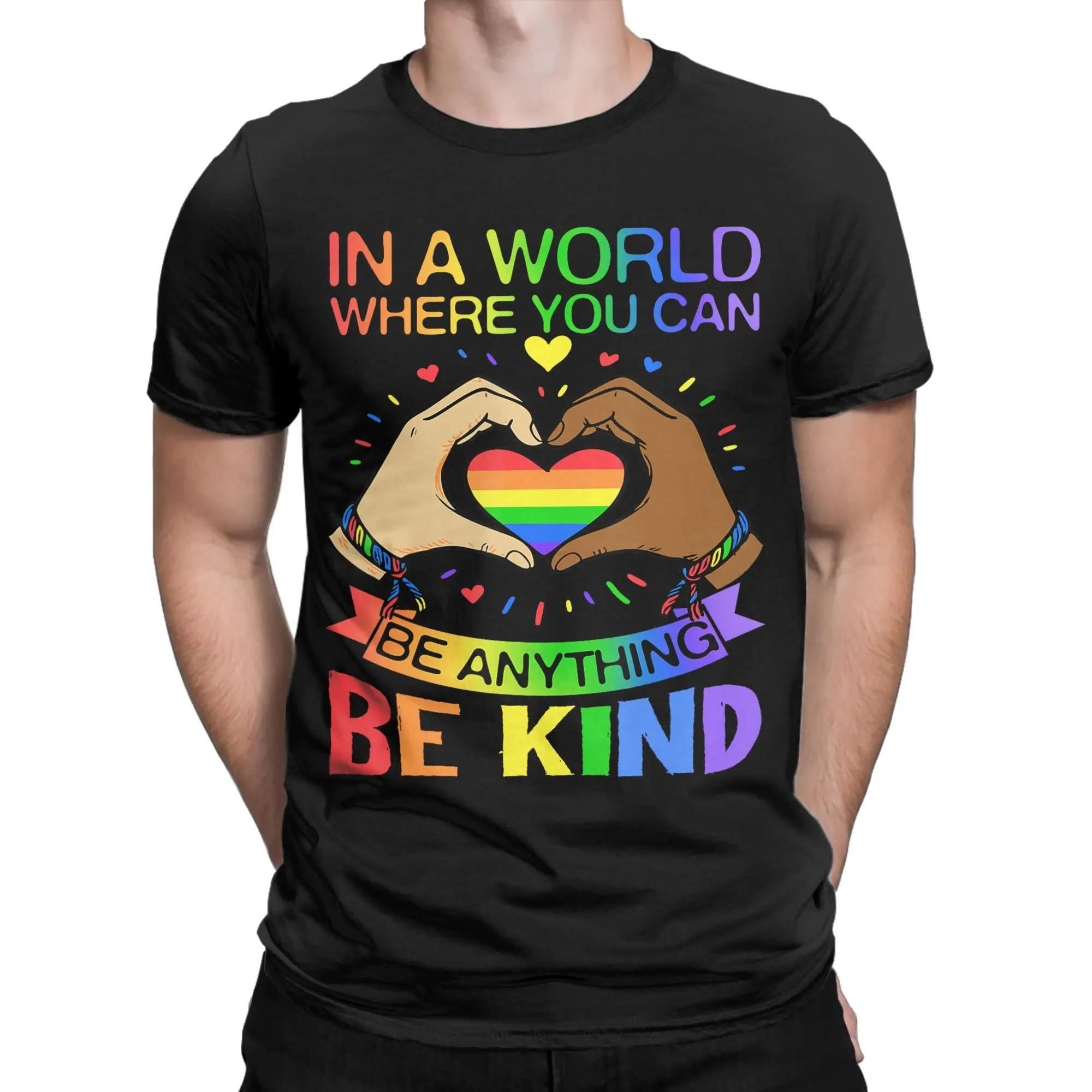 Be Kind Rainbow Equality Awareness Funny 100% Cotton T-Shirt LGBT Pride Tees Tops For Men