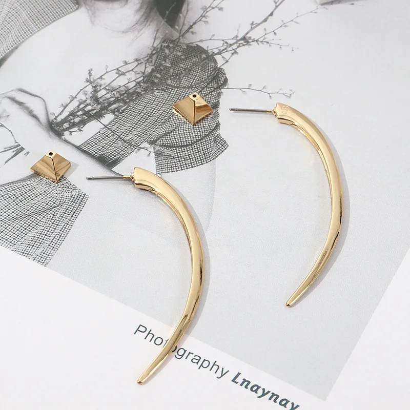European and American Genius Designer Metal Ivory Earrings Personality New Style Fashion Simple Temperament Earrings