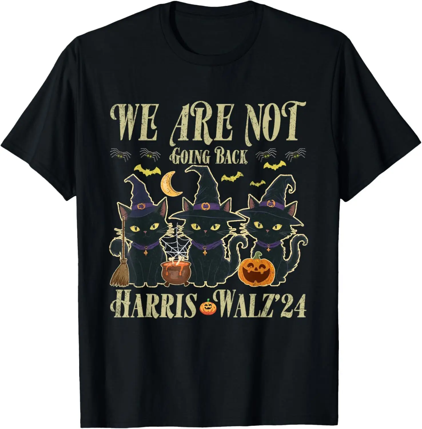 

Halloween Shirts Cat We Are Not Going Back Harris Walz 2024 T-Shirt