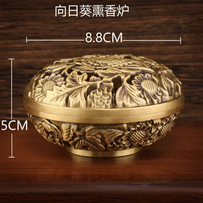 

Kangqian Латунная курильница Медь в античном стиле Подсолнух Катушка от комаров Курильница от комаров Большие благовония