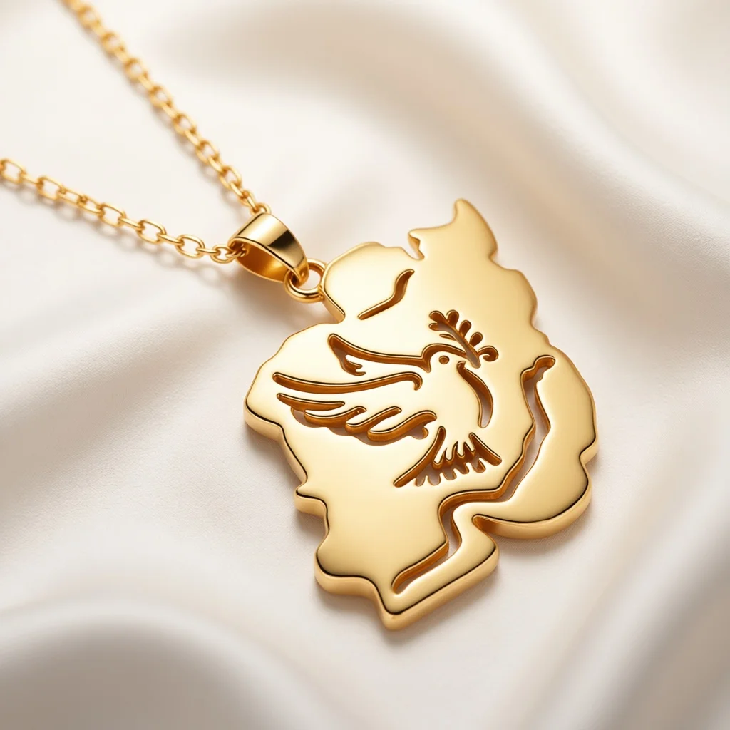 Map Shape Hollow Pigeon Pendant Necklace Polished Metal Craft Meaningful Jewelry Warm Birthday Festival Gifts for Ladies