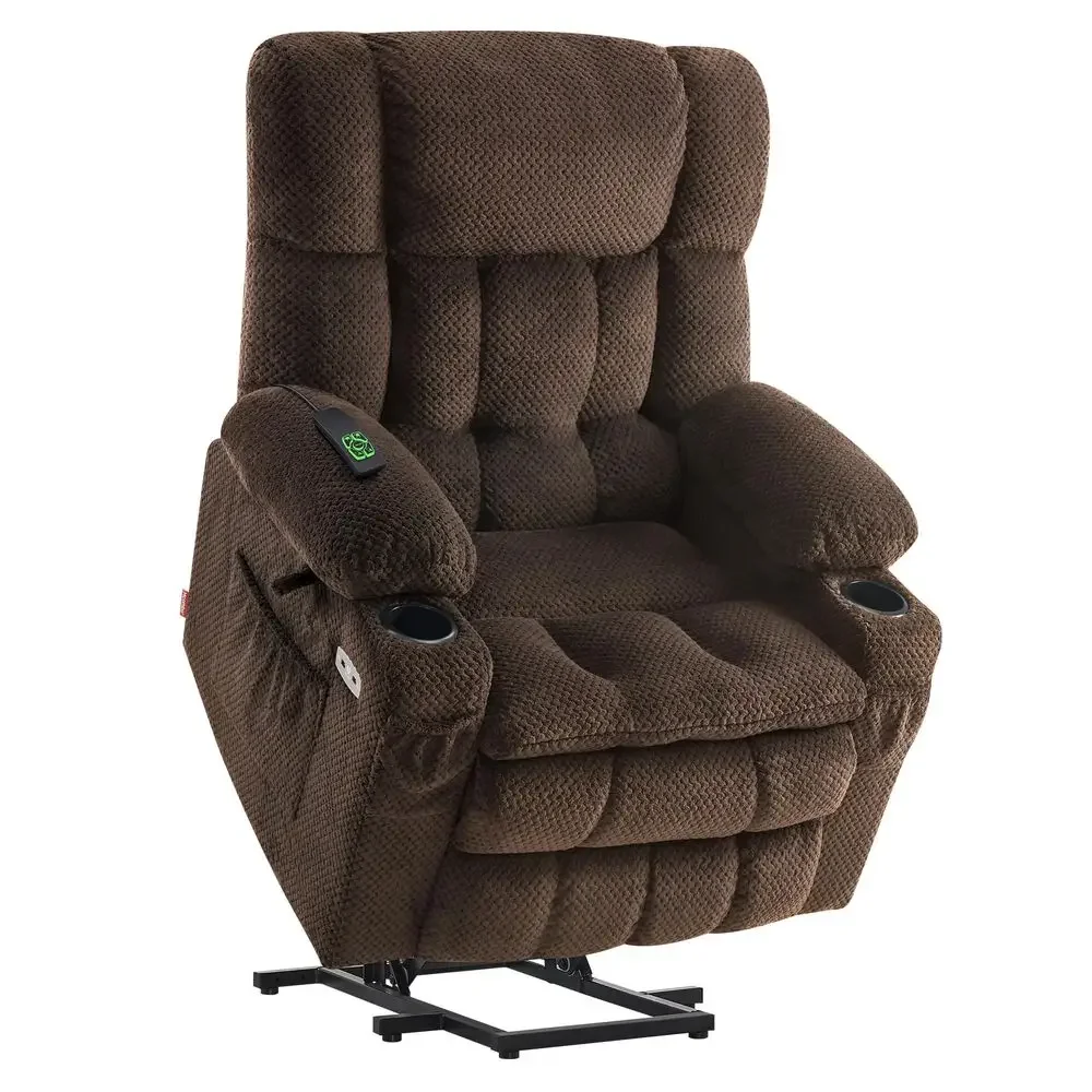

Dual Motor Power Lift Recliner Chair with Massage and Heat for Elderly People, Infinite Position, USB Ports, Cup Holders, Fabri