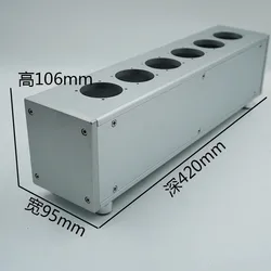 European standard power socket shell EU case HiFi audio 2/4/6-position EU socket DIY shell, aluminum power socket chassis