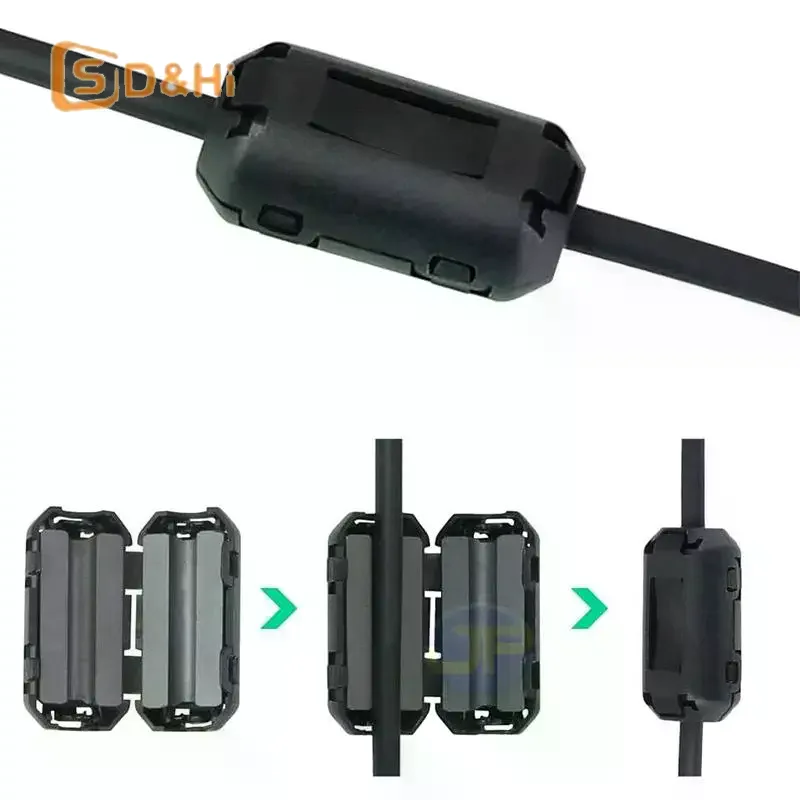 5/10Pc Noise Filter Ring Wiring Cable Clamp 3.5-13mm Toroidal Core Ferrite Bead Clip Choke RFI Noise Filter Clip Noise Filter