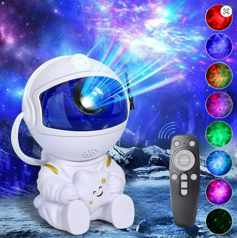 Projetor Galáxia Astronauta Luz Noturna Estrelada para Quarto Infantil