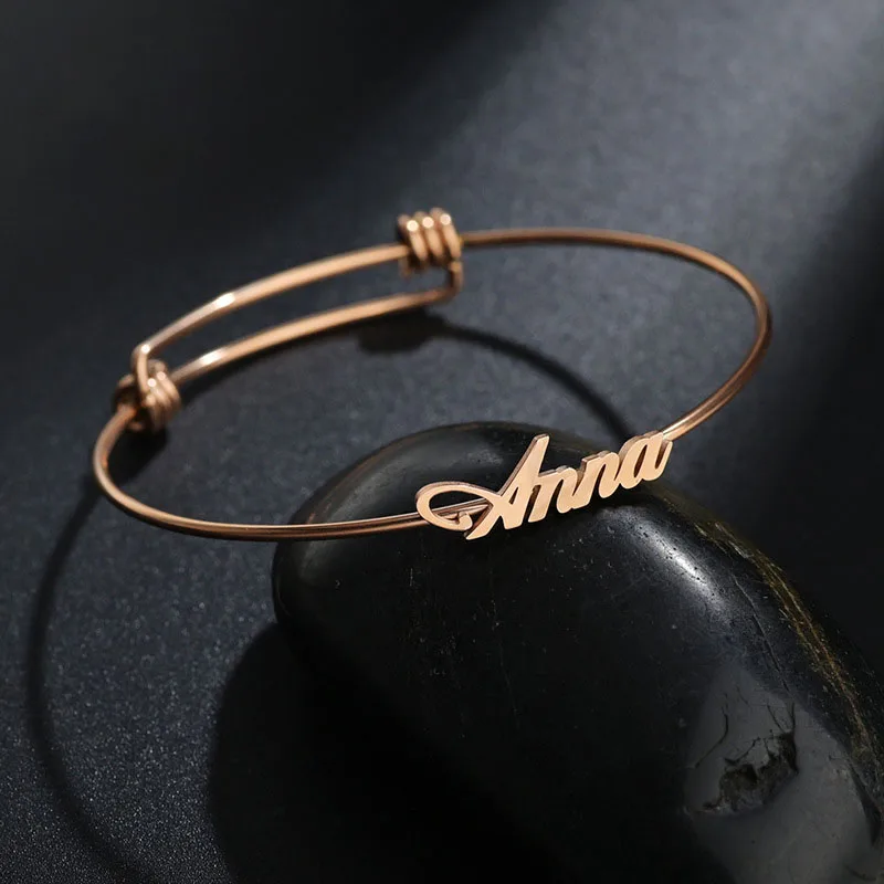 Stainless Steel Cross Bracelet Custom English Letter Name Bracelet Adjustable Bracelet Mom Gifts Polynesian Jewelry