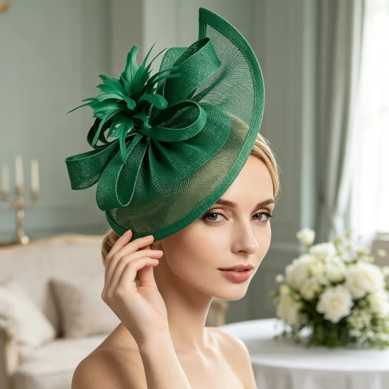 Vintage Elegant Solid Crescent Bride Hat Stylish Ornament Ideal Headwear for Wedding Ceremony Ascot Gathering and Ball Party