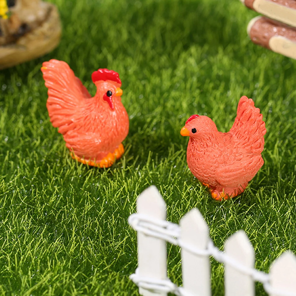 

8pcs Miniature Chicken Figurines Resin Rooster Hen naments Garden Decoration Bright Colors Lifelike Modeling Adorable Shape Easy