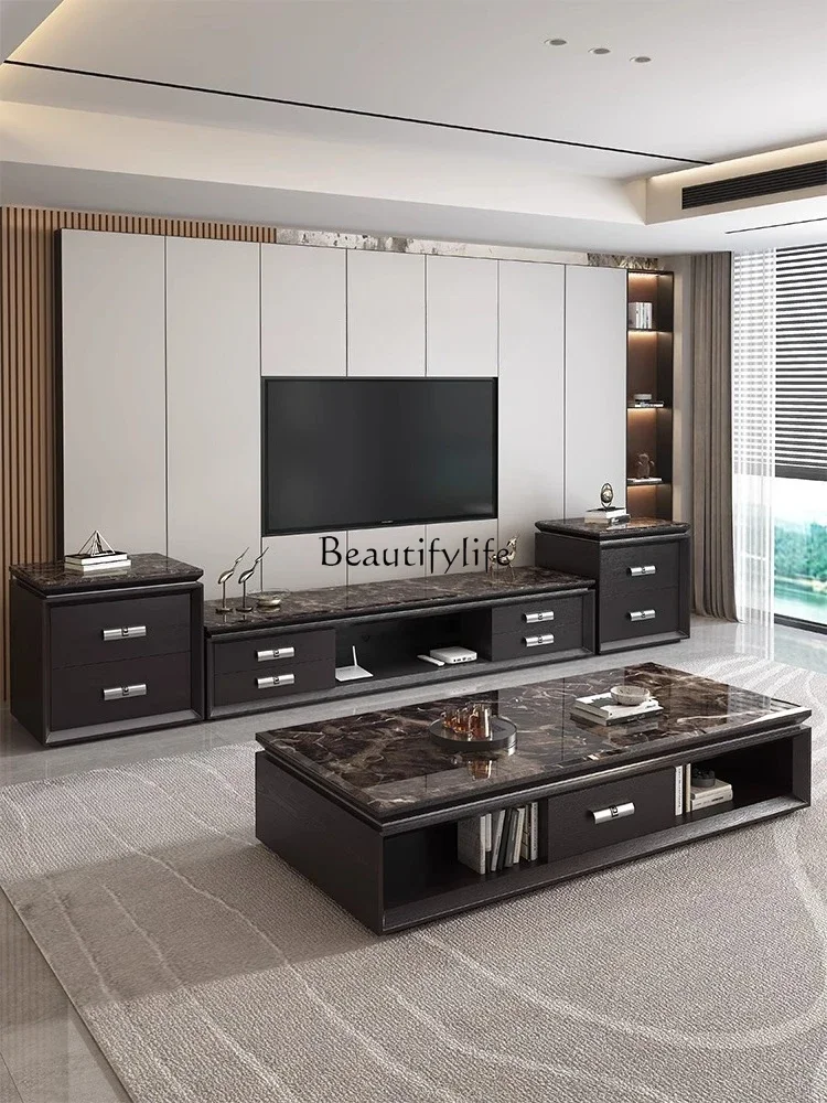 

yj5 *Marble countertop coffee table TV cabinet living room modern simple villa large coffee table