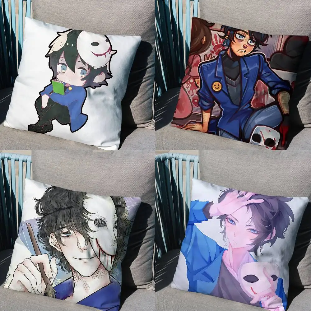 

Masked Clown Bloody Painter Pillow Case Anti-dustmite Pillowcase Invisible zipper silky short plush Sofa cushion cover