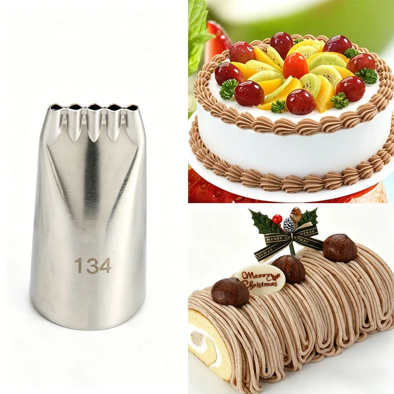 1 unidade # Bico de Confeitar 134 para Decoração de Bolos, Bico de Confeitar de Aço Inoxidável com 5 Linhas para Espaguete, Papinha de Bebê, Ferramenta de Confeitaria Mont Blanc