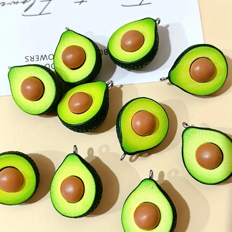 6Pcs Resin Avocado Charms, Simulation Fruit Small Pendants DIY Jewelry Making Accessories for Earrings Bracelet Necklace