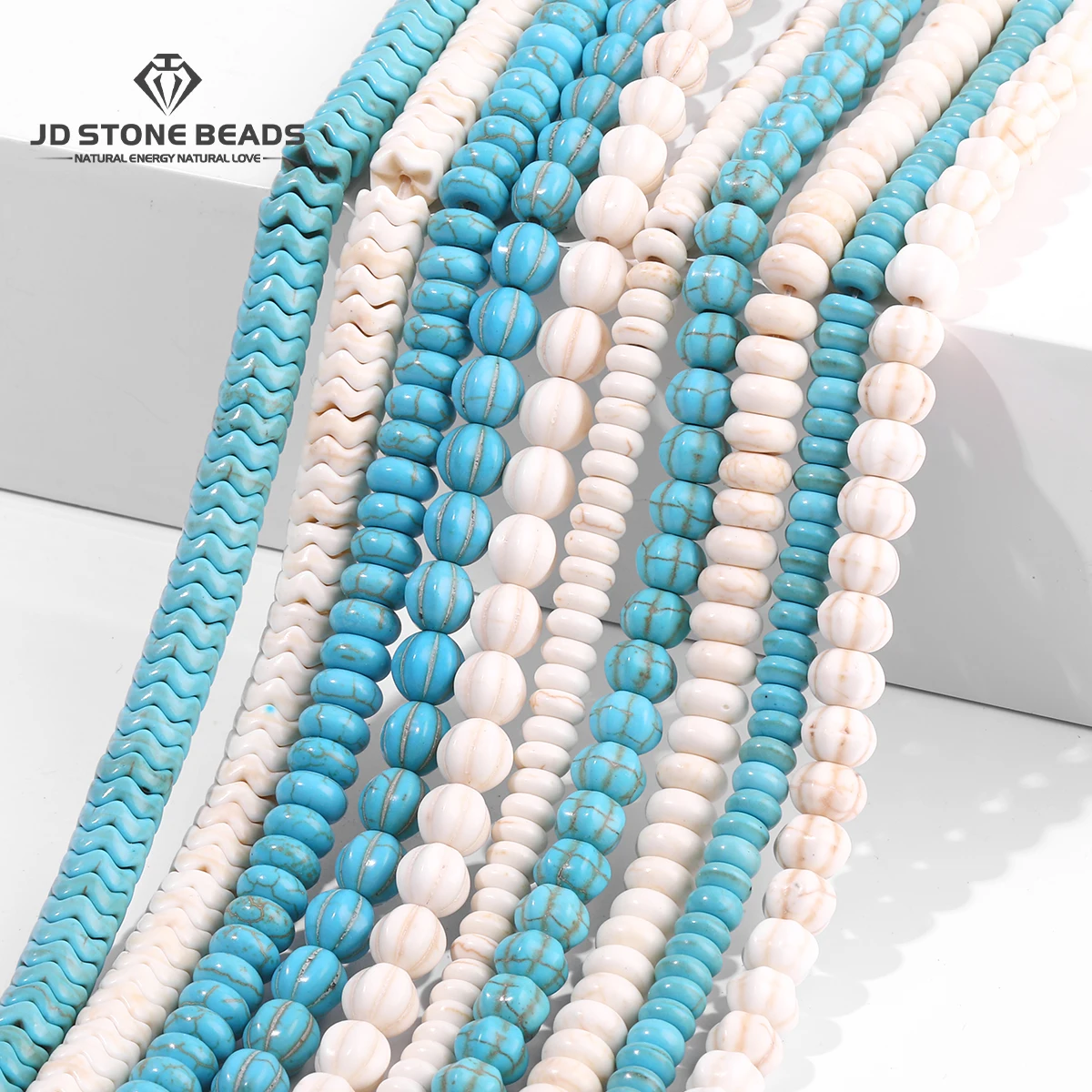 1 String Pumpkin Shape Blue White Turquoise Bead Loose Spacer Irregualr Shape For Jewelry Making DIY Bracelet Necklace Accessory