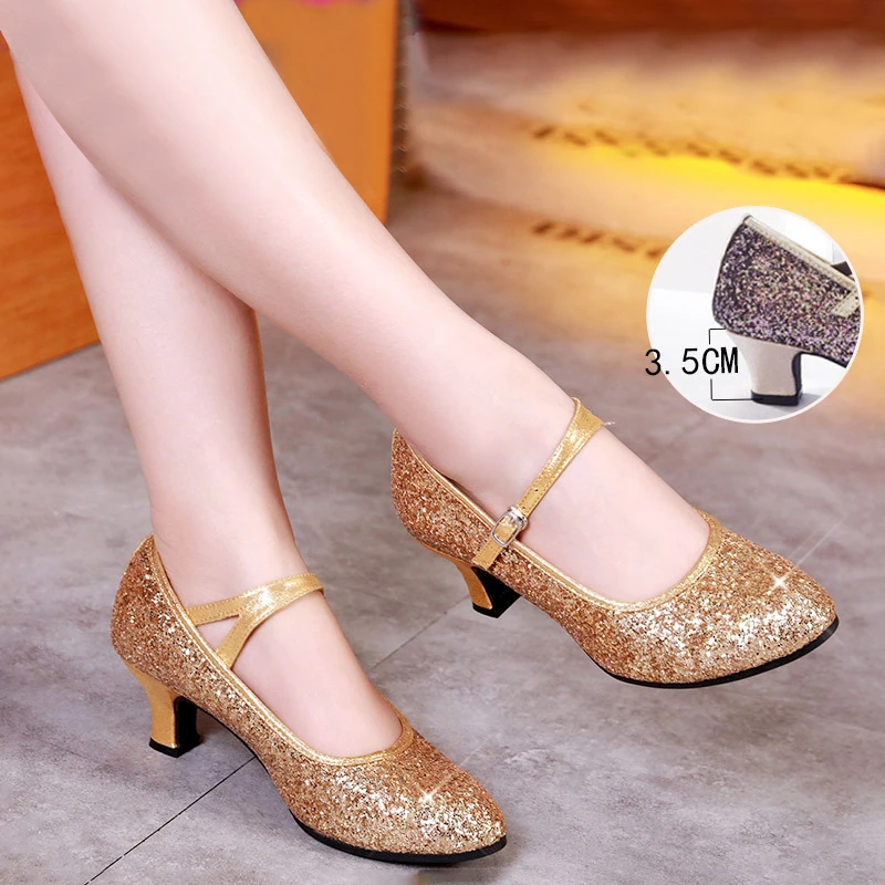 Glitter Ballroom Dance Shoes Women Latin Salsa Practice Dancer Shoes Professional Performance Modern Dance Shoes Outdoor