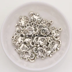 (50Pcs/Lot) Zinc Alloy Tibetan Silver European Charm Flower Elephant-Shape Pendant Size 16X15mm ZN42809