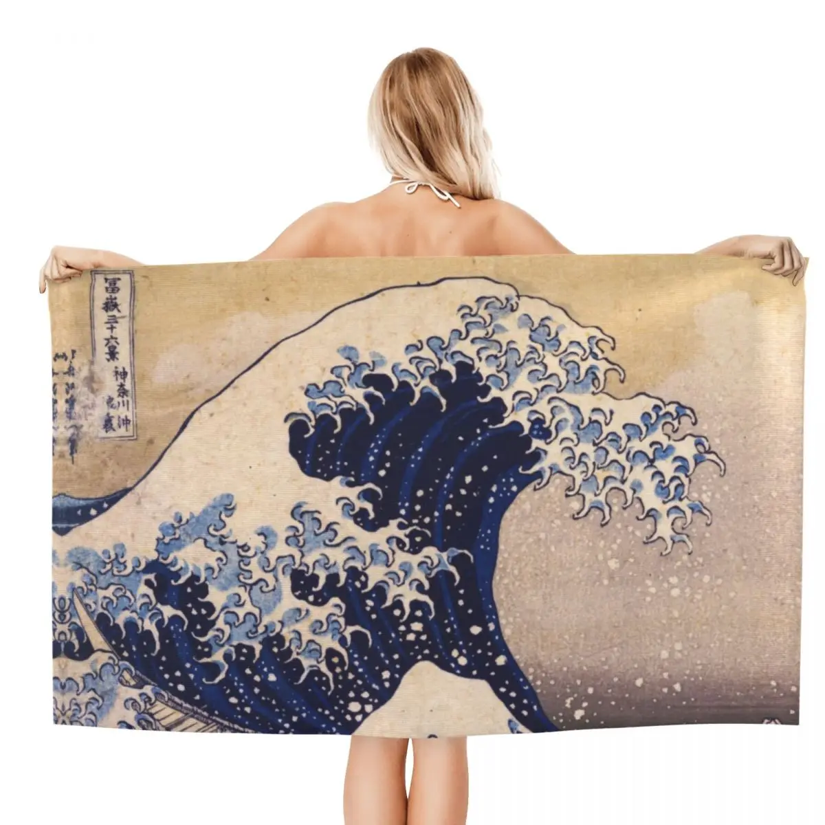 The Great Wave Off Kanagawa Beach Bath Towel Microfiber Katsushika Hokusai Shower Sports Yoga Towels