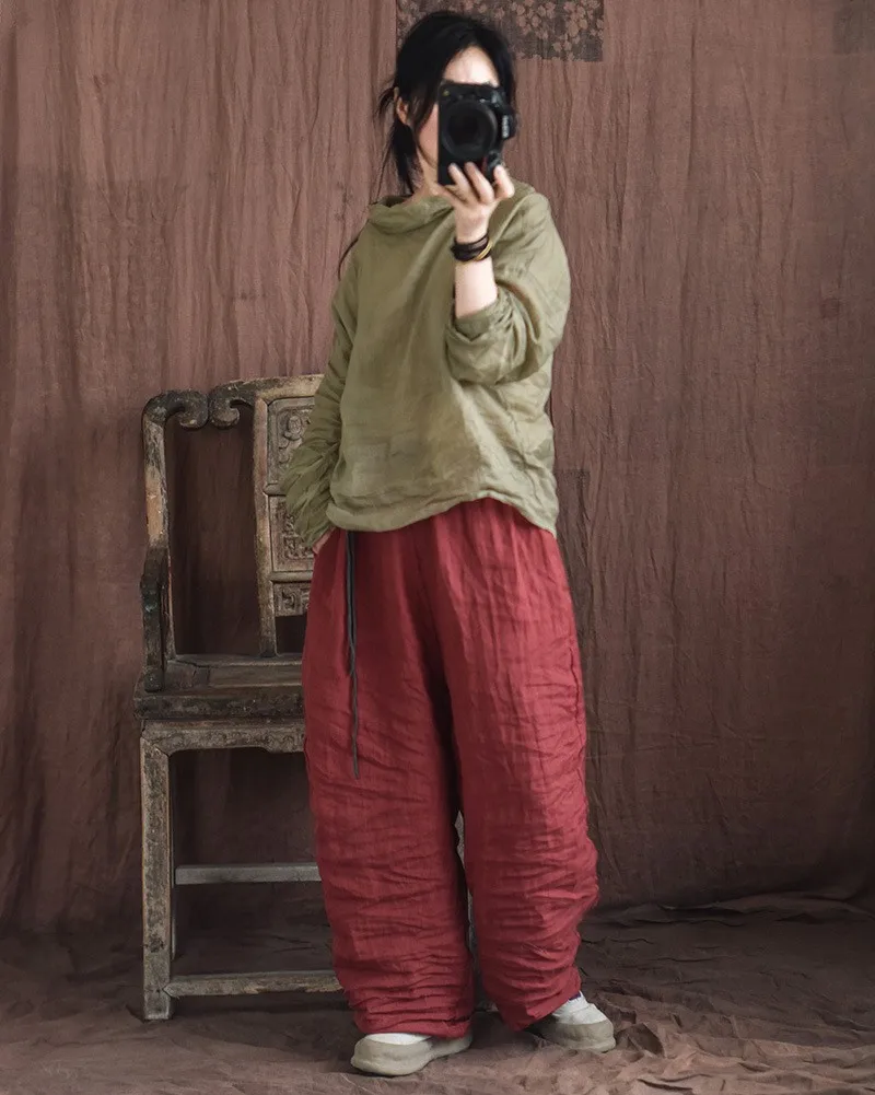 

Весенне-осенние льняные брюки свободного кроя оригинального дизайна, широкие штанины, несколько цветов, повседневные брюки с внутренней строчкой