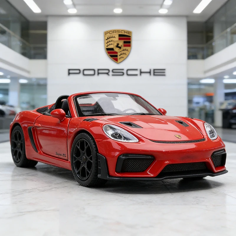 WELLY 1:36 Porsche 718 Spyder RS, Coche de Aleación Fundida a Presión y Vehículos de Juguete, Modelo de Coche en Miniatura, Juguete de Coche a Escala para Niños
