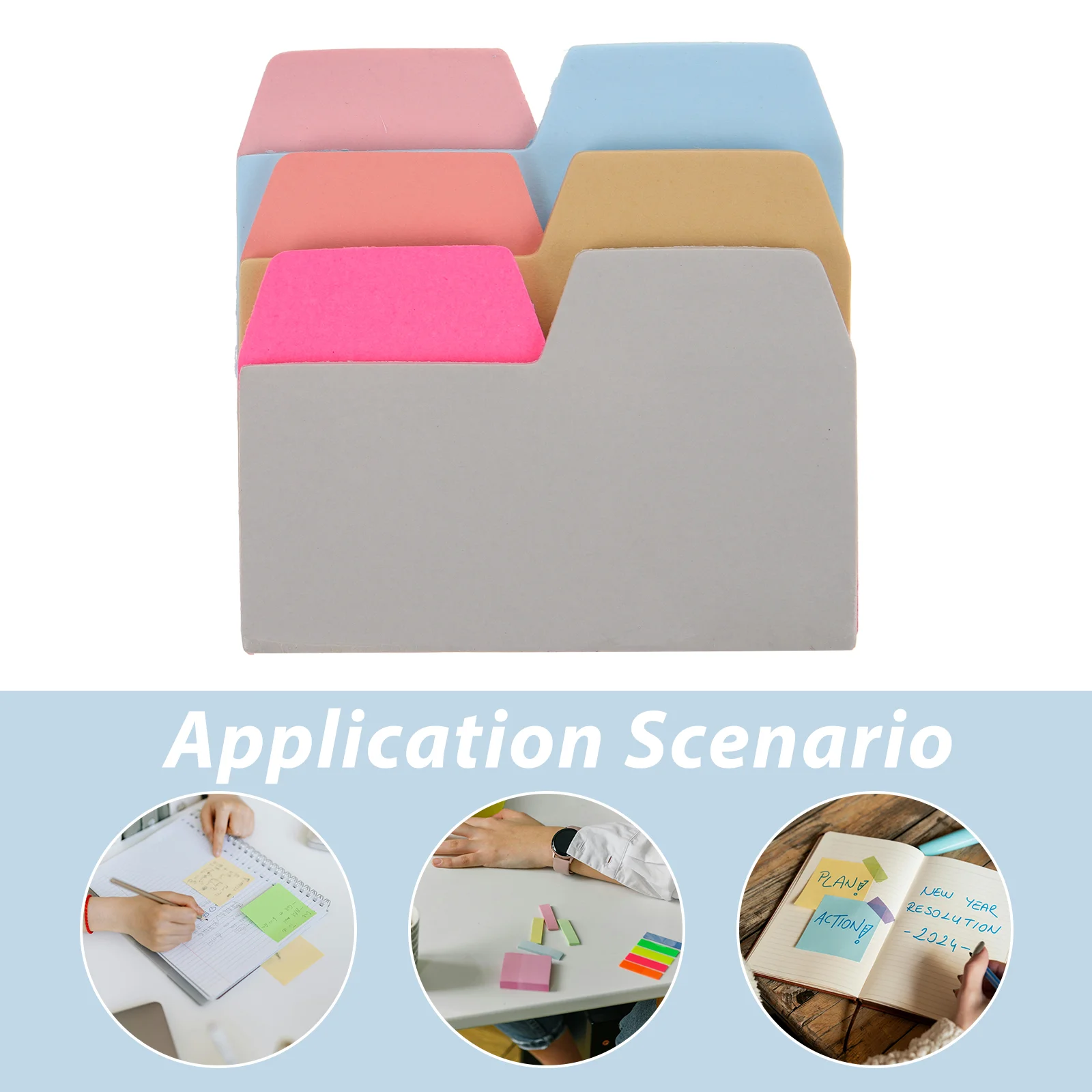 6 -Color Highlighters 6-Color Index Note Papers Sticker Transparent Round Notepad