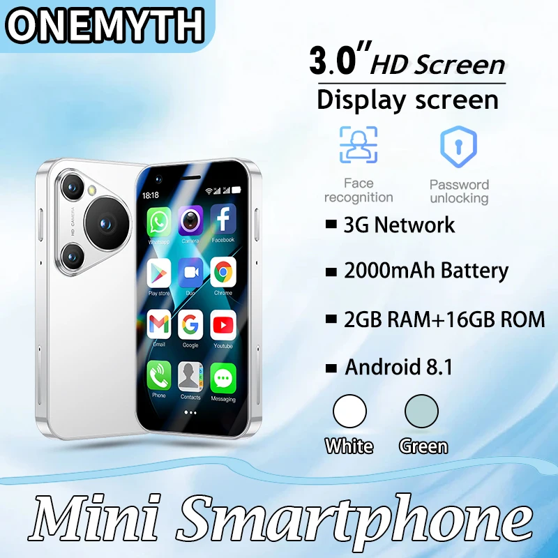 ONEMYTH P70 Pro Max 3.0-inch Mini Android Phone | 2GB+16GB 2000mAh Dual SIM Dual Standby | Play Store Small Phone