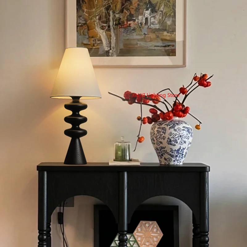 

Creative Atmosphere Solid Wood Desk Lamp Antique Style Lighting Fixture Living Room Decoration Bedroom Bedside Lamp