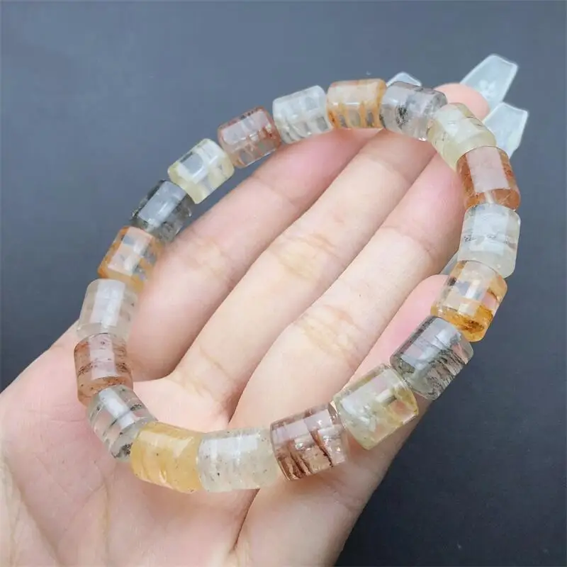 Natural Thousands Of Layers Of Garden Quartz Bucket Bead Bracelet Fashion Charm Exquisite Jewelry Holiday Gift 8x10MM