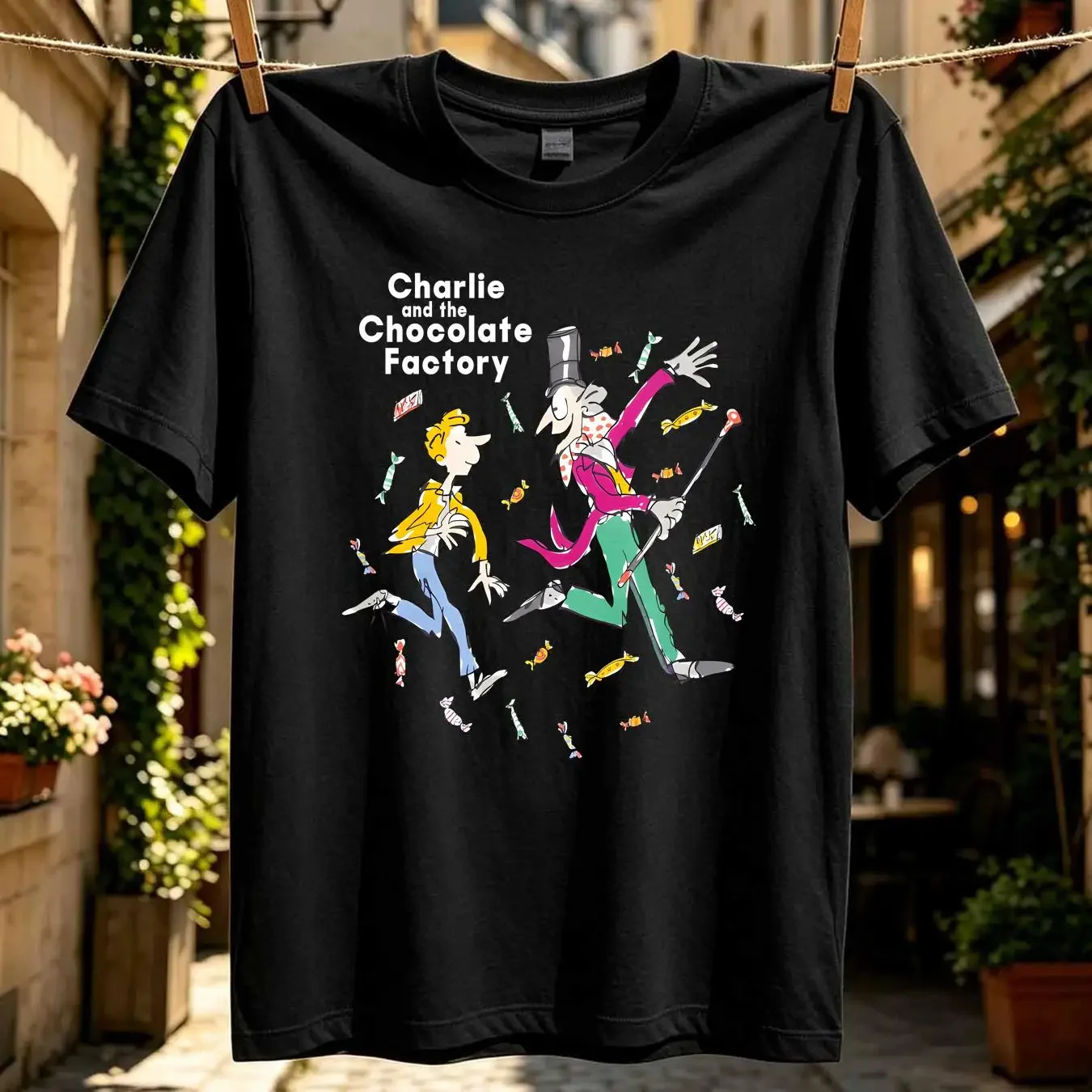 washed T Shirt CHARLIE AND THE CHOCOLATE FACTORY Kids' long or short sleeves vintage Washed Slightly Top For Everyday Wear