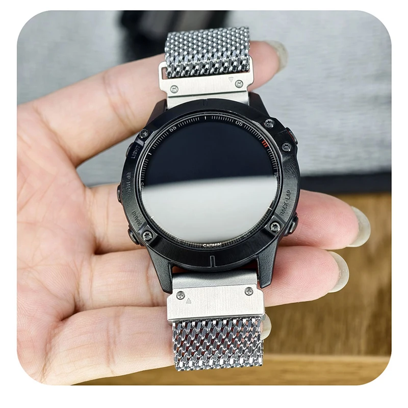 20 22 26 MM Milanese Stahl-Schlaufenarmband für Garmin Fenix 7X 7 7S 6X 6 6S Pro 5 5X Plus 8 43 47 51 Tactix 7 Epix Pro Quickfit Band – Detail 7