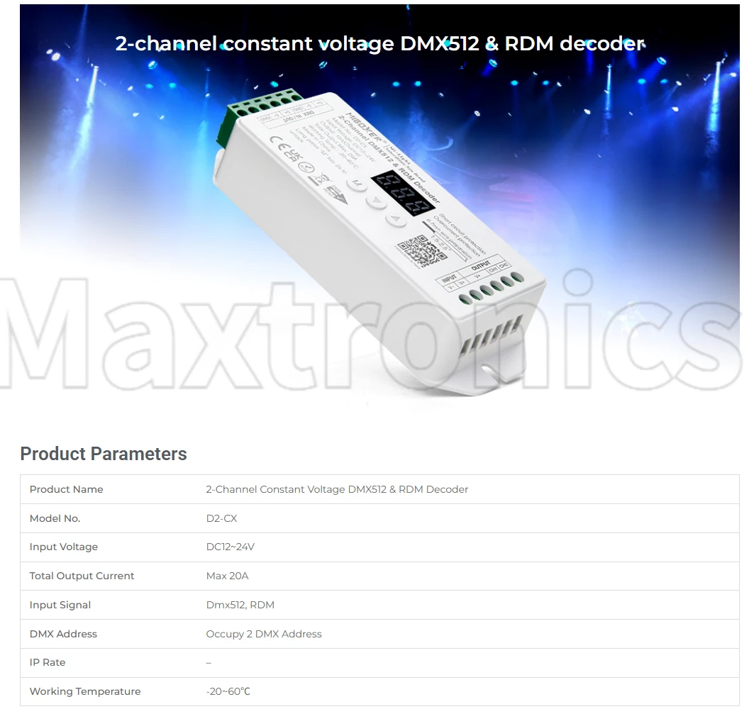 Miboxer D1-CX 1-5 canali DC12-24V Decoder DMX512/RDM a tensione costante per striscia LED SingleColor DualWhite RGB RGBW RGBCCT FUTD01