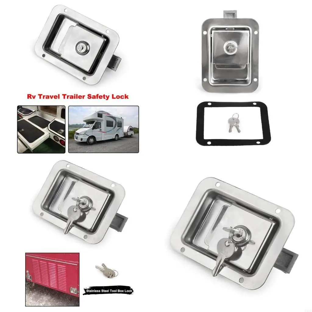 

Truck Tool Box Latches StainlessSteel Lock Replacement Handle with 2 For Campers Trailer Door ToolBox H9EE