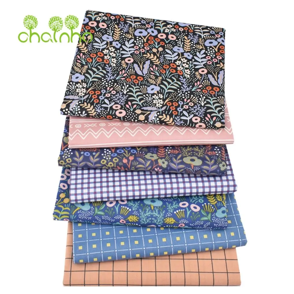 Chainho,Printed Twill Weave Cotton Fabric,Patchwork Cloth,DIY Sewing Quilting Material,Handmade Textile,Small Size,CC266-270