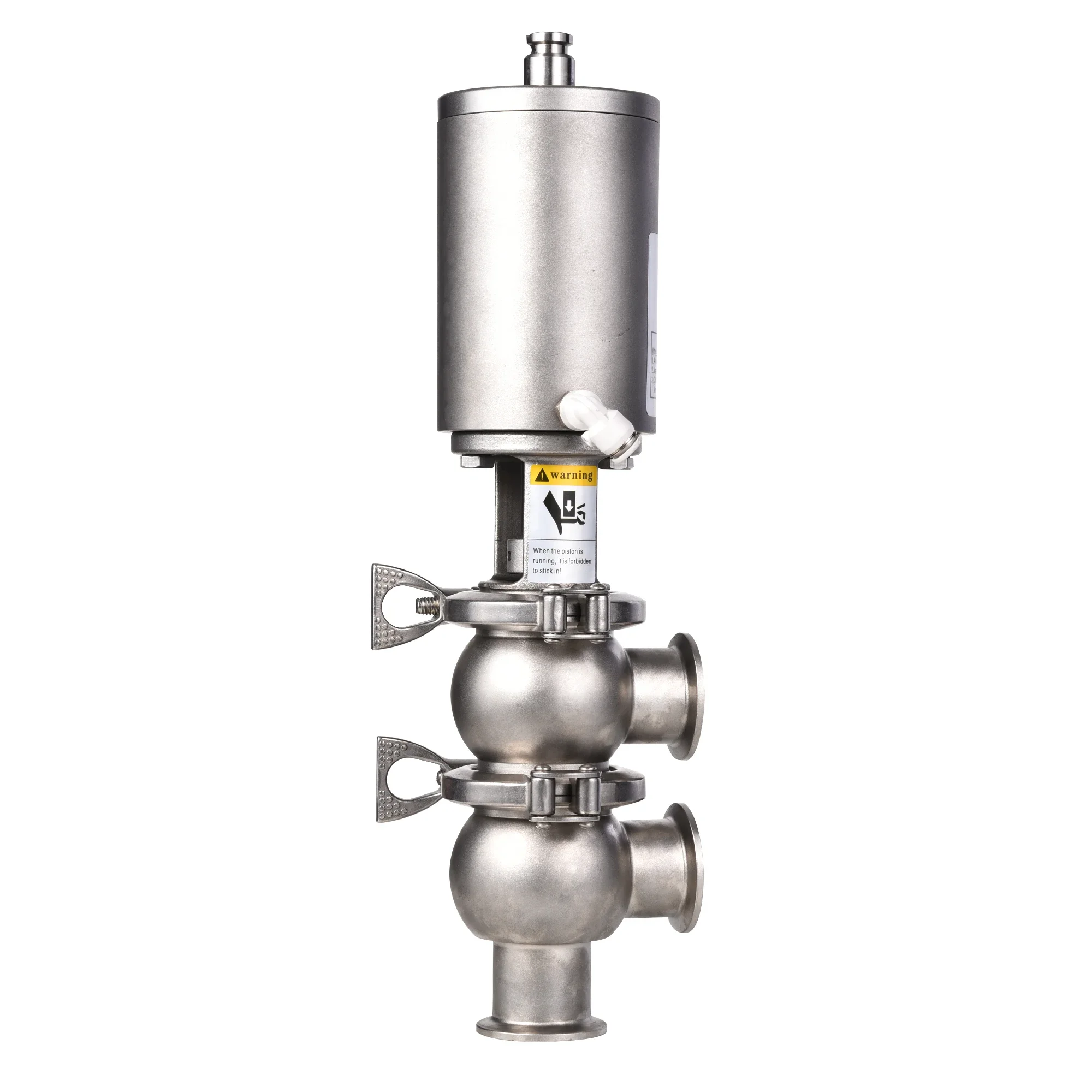 Full Vacuum Stainless Steel 316L Single Seat Divert Valve Hygienic Pneumatic 3 Way Sanitary Divert Seat Valve