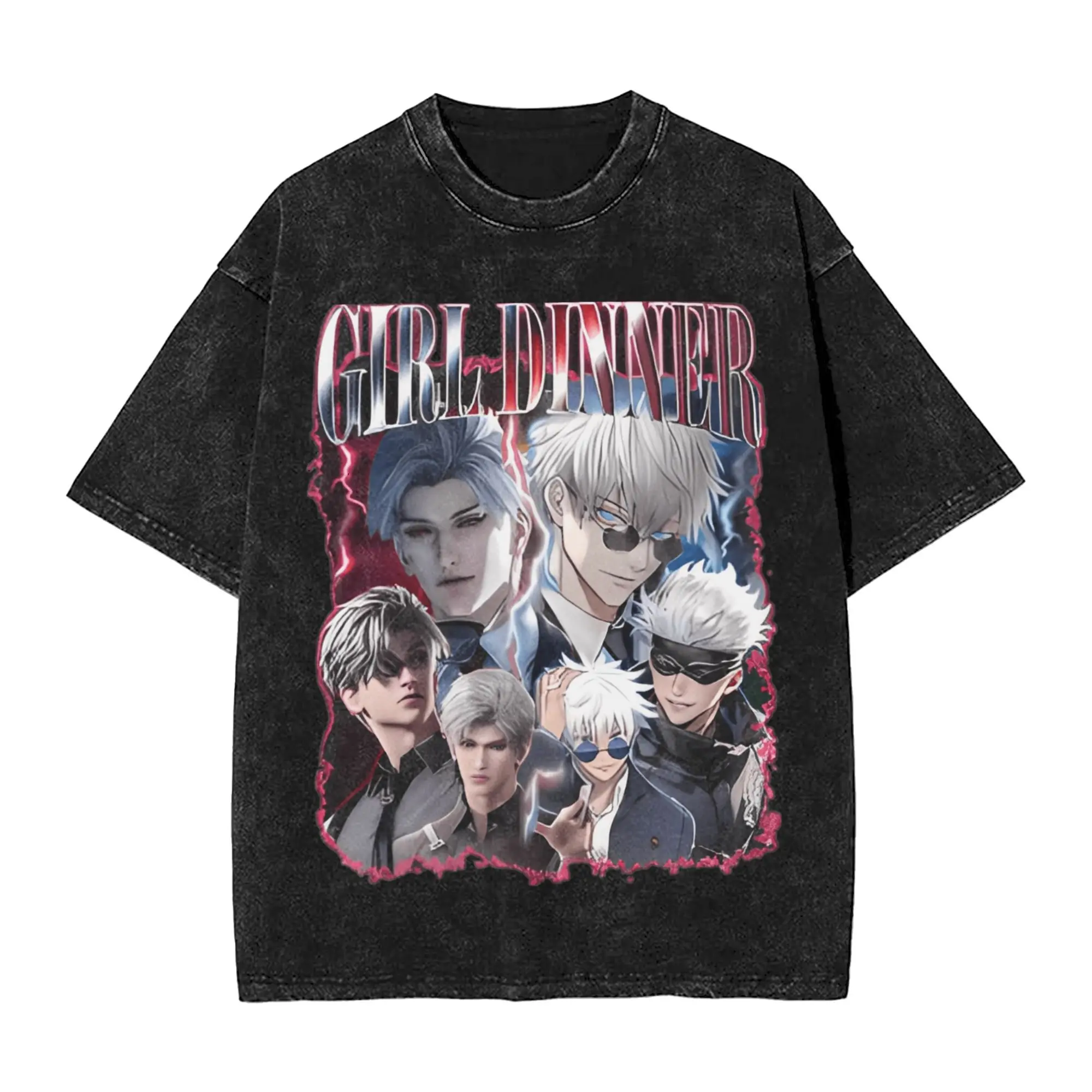 Gojo Sylus Girl Dinner Zayne Love Deepspace 남성 T 셔츠 워시드 반소매 크루 넥 티셔츠 100% 코튼 선물 아이디어 의류