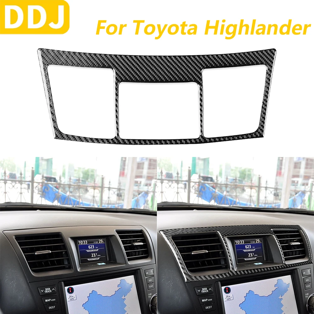 

For Toyota Highlander 2008-2013 Carbon Fiber Central Air Conditioning Vent Outlet Panel Cover Decorative Car Accessories Sticker