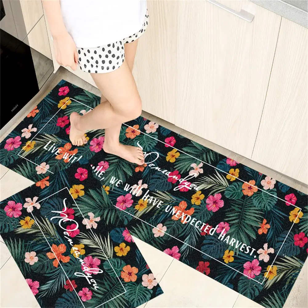 Kitchen Absorbent Mat Non-Skid Waterproof Wipeable Comfort Standing Kitchen Rugs and Mats Wipeable Wash Free Long Strip Carpet