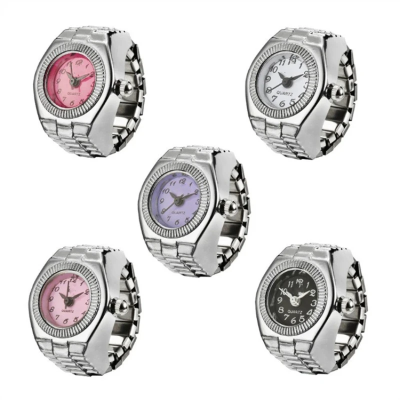 Ring Watch Simple and Versatile Creative Alloy Case Finger Ring Round Dial Men's and Women's Style