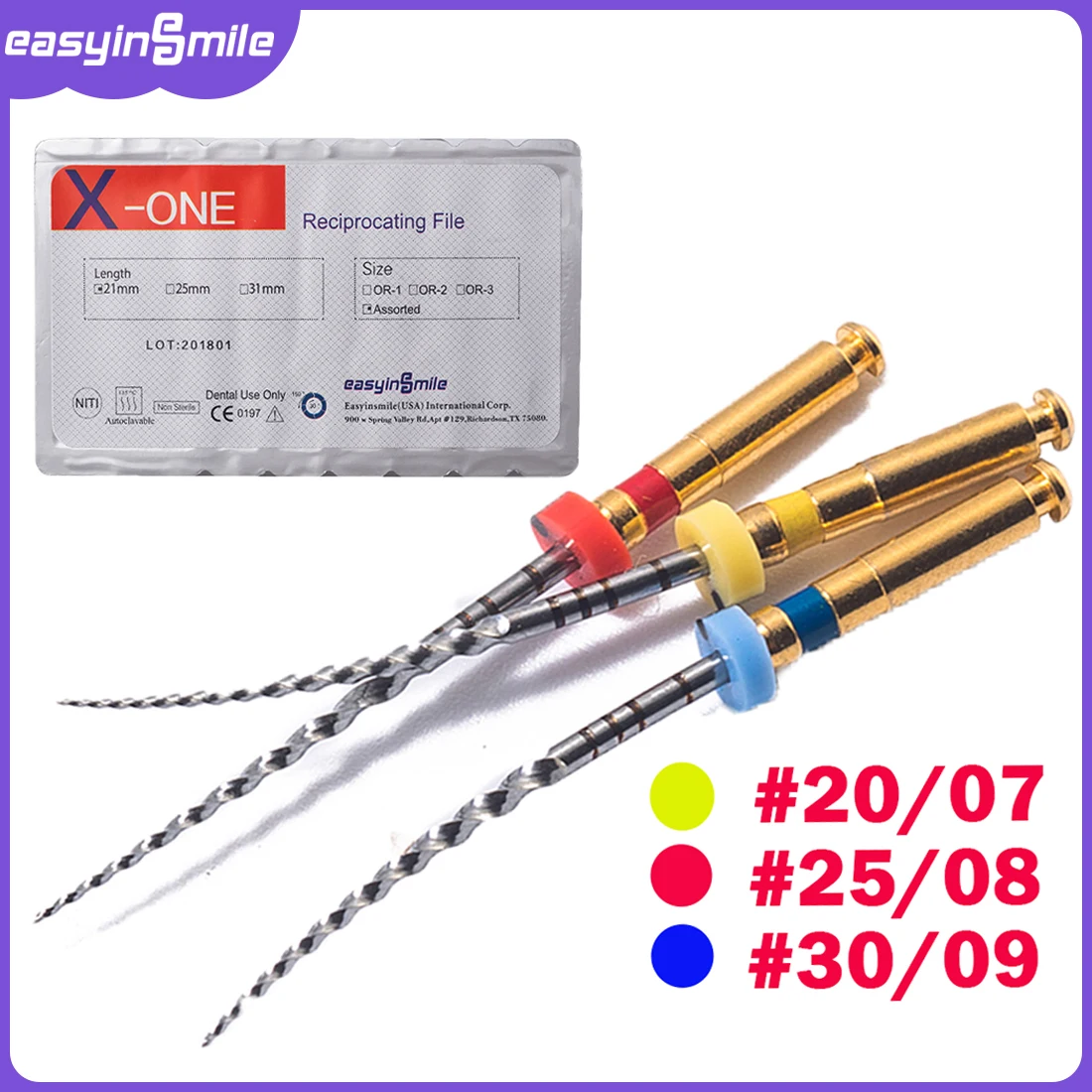 

3 шт./упак., стоматологические волнистые однофайлы, основные маленькие, средние, большие поршневые эндофайлы, корневой канал, файл NITI, эндодонтическая стоматология