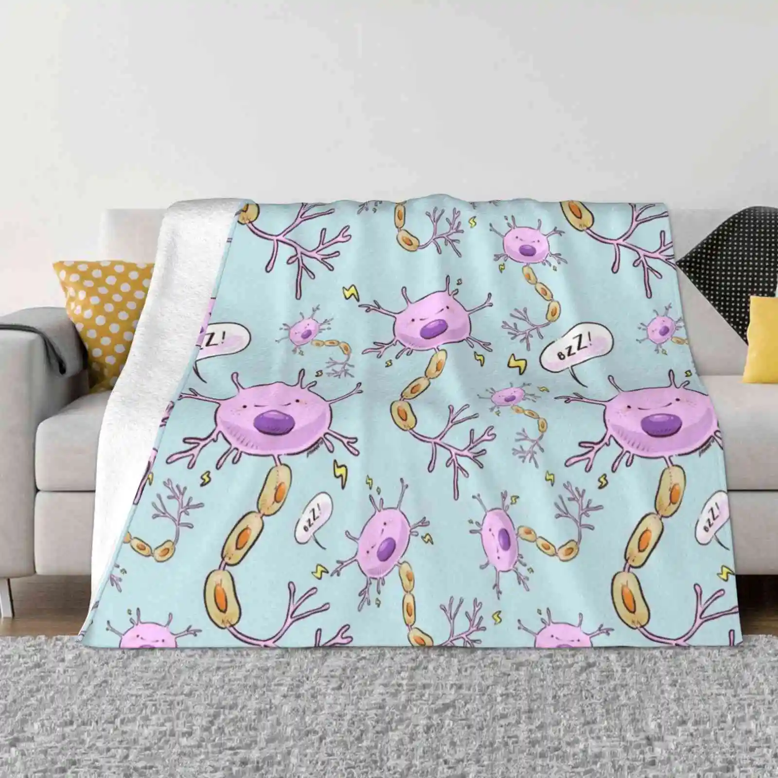 Neuron Fashion Soft Warm Flannel Blanket Marchmemes March Memes Neuron Neurology Neuroscience Biology Cartoon Instagram Comic