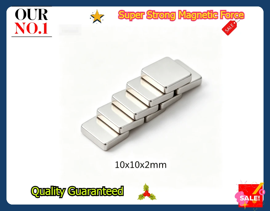 Super Strong N35 NdFeB Square Magnet 10x10x2mm Permanent Neodymium Block Magnet For DIY Handmade Woodworking Crafts